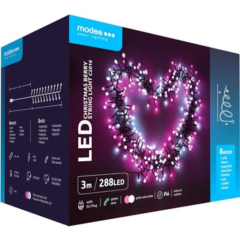 Modee Lighting LED vianočná reťaz 288 LED 3m ružová-biela
