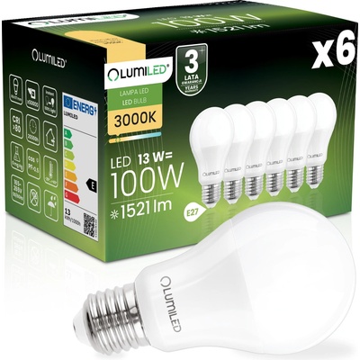Lumiled 6x LED žiarovka A60 E27 13W = 100W 1521lm 3000K Teplá biela 260°