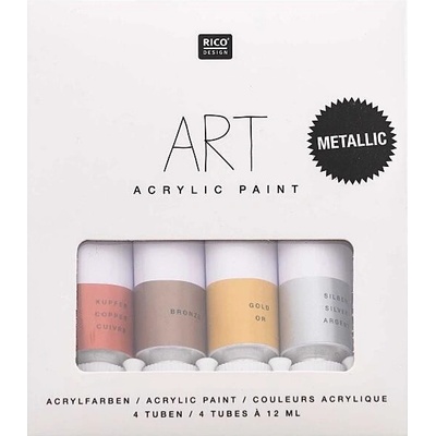 Rico ART Sada akrylových barev na vodni bází Metallic 4x12ml