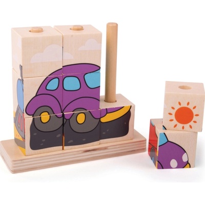 Bigjigs Toys Detské nasadzovacie vozidlá z kociek