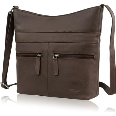 Tmavo hnedá dámska kožená crossbody kabelka Almira