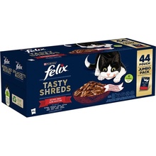 Felix Tasty Shreds lahodný výber s hovädzím kuraťom kačicou morkou v šťave 44 x 80 g