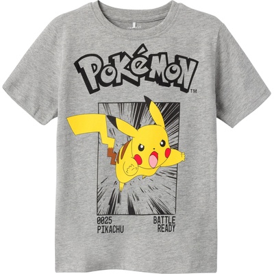 NAME IT Тениска 'noisi pokemon' сиво, размер 158-164