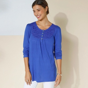 Tunika s macramé a dlhými rukávmi fialová