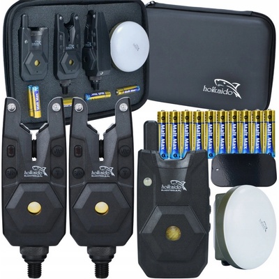 Hokkaido Rybářská sada signalizátorů záběru s centrálou 2+1 + lampička + pouzdro