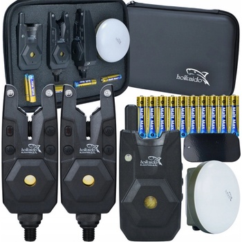 Hokkaido Rybářská sada signalizátorů záběru s centrálou 2+1 + lampička + pouzdro