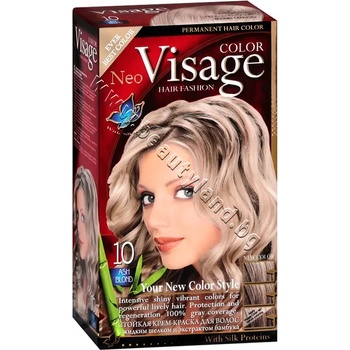 Боя за коса Visage Fashion Permanent Hair Color, 10 Ash Blonde, p/n VI-206010 - Трайна крем-боя за коса, пепелно руса (VI-206010)