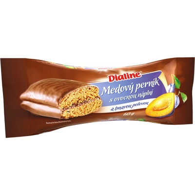 Dialine Medový perník s ovocnou náplní a tmavou polevou 60 g
