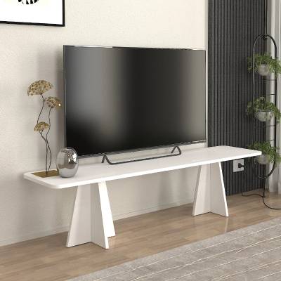 TopMebel Меламинов телевизионен шкаф Захар в бял цвят 150x29.6x36.8см