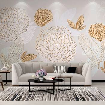 Image 1 of Art gift Фототапет Златни цветя 2