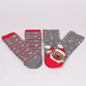 Image 1 of Комплект термо чорапи в сиво с коледно куче и снежинки
