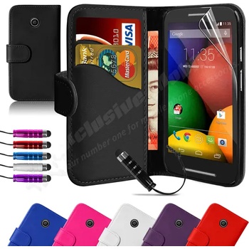 Image 1 of Motorola Moto Е/Dual Wallet Кожен Калъф + Скрийн Протектор