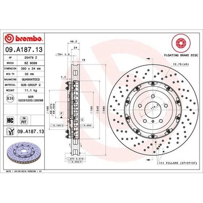 BREMBO Brzdový kotúč Brzdovy kotuc dvojdielny Ø380mm 09.A187.13
