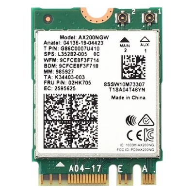 Intel AX200 ДвуБандова Wi-Fi 6 Карта NGFF M. 2 802.11ax 3000Mbps Bluetooth 5.0, MU-MIMO