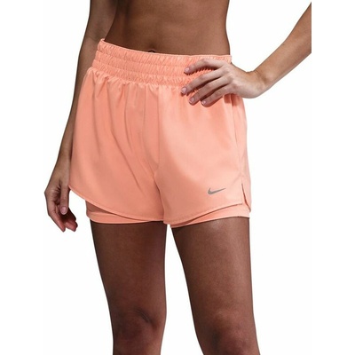 Nike dámské tenisové kraťasy One Dri-Fit 2-in-1 High-Waisted 3in Training apricot agate/reflective silver oranžový