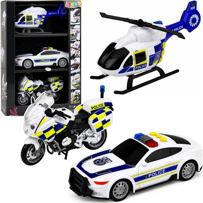 Tomido Policejní sada vrtulník motocykl policejní auto světla zvuky