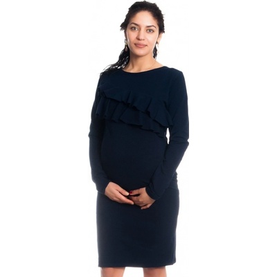 Be MaaMaa tehotenské dojčiace šaty z volánkom dlhý rukáv granátové