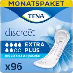 TENA Discreet Extra Plus - 96 pads in a monthly package (6 x 16 pieces), individually wrapped - hygiene pads for women - for moderate bladder weakness and incontinence. - 7322540892680