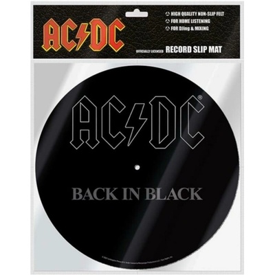 CurePink Podložka na talíř gramofonu AC DC: Back In Black průměr 30,5 cm GP86036 – Zboží Mobilmania