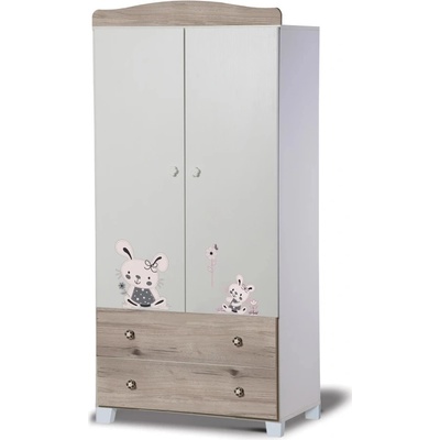 Дейзи Н БЕБЕШКИ И ДЕТСКИ ГАРДЕРОБ ЛИВИО С АПЛИКАЦИЯ ЗАЙЧЕ БЯЛ+СЕВЕРЕН ДЪБ