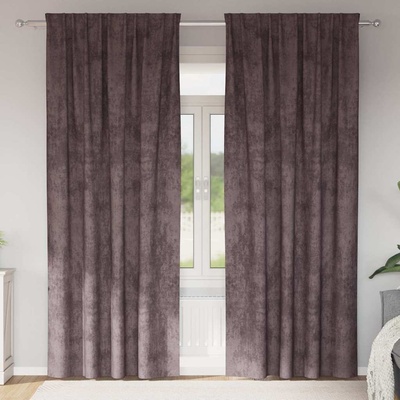 vidaXL Кадифени завеси С завеси 2 pcs Кафяво 260 x 140 см Кадифе (4107697)
