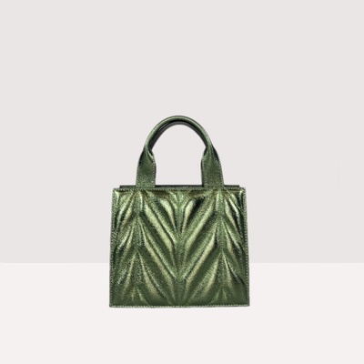 Anna Virgili IRAMA dámská kožená mini bag OLIVOVĚ ZELENÁ LESKÁ
