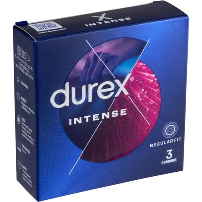 Durex Intense - оребрен презерватив с точки (3 бр. )