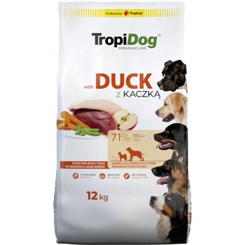 TropiDog Premium Adult Medium & Large Breed Duck with Rice 12кг