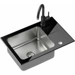 Quadron Комплект кухненска мивка Quadron Pop Hugh 116 и смесител Naomi, покритие от неръждаема стомана - черен 64x44 см (ST3564SC1BS-BW7059CZP)