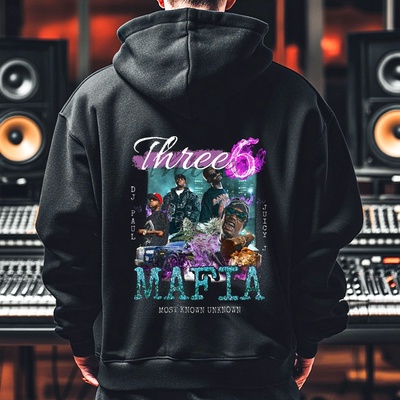 Мъжко Худи Three 6 MafiaPR-526 - Черен , размер