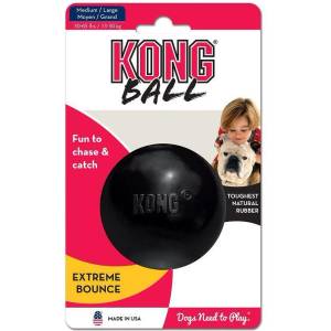KONG Extreme Small - Кучешка играчка - гумена топка за гонене и дъвчене 6 см. черна