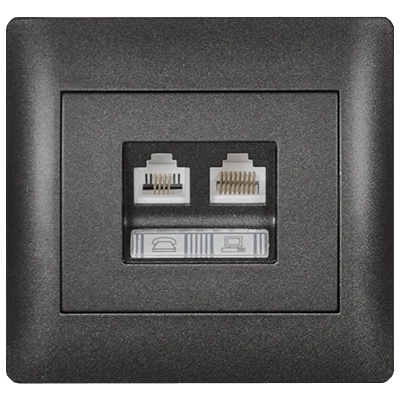 ELMARK Rhyme rj11+rj45 КОНТАКТ ГРАФИТ МЕТАЛИК (11735)