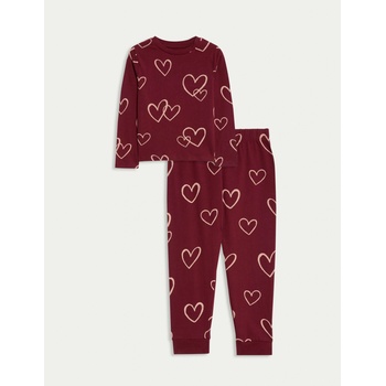Marks & Spencer Пижама от чист памук с принт на сърца (1-16 години) Marks & Spencer червен Marks & Spencer | Cherven | Момчешки | 3-4 години
