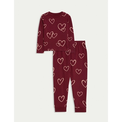 Marks & Spencer Пижама от чист памук с принт на сърца (1-16 години) Marks & Spencer червен Marks & Spencer | Cherven | Момчешки | 3-4 години