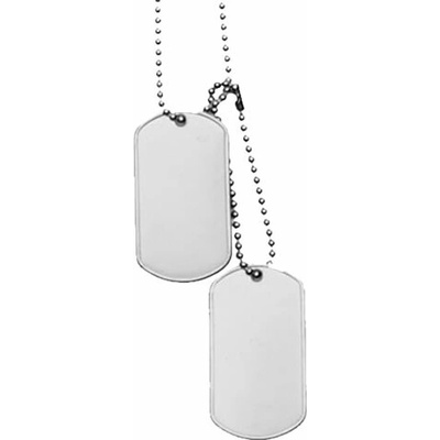 MIL-TEC známky identifikačný US "DOG TAG" bez tišítok STRIEBORNÉ