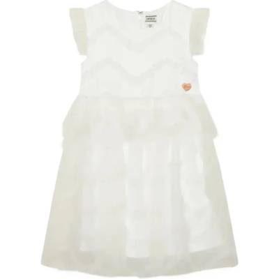 Guess Елегантна бяла рокля с тюл и цип на гърба за мини момиче Guess