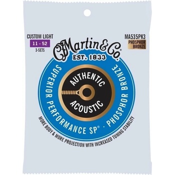 Martin Authentic SP 92/8 Phosphor Bronze Custom Light 3-Pack Струни за акустична китара