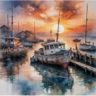 Norimpex diamantové maľovanie Loď v prístave 30 x 40cm