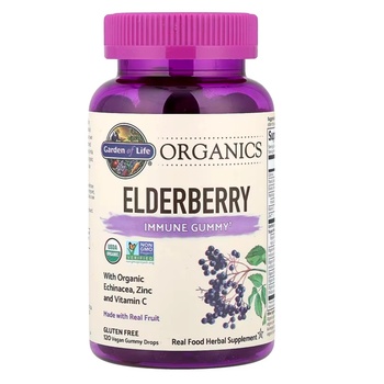 Garden of Life Organics Elderberry Immune Gummy, гумени бонбони, черен бъз, 120 бр