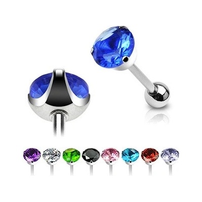 Šperky eshop ocelový piercing do jazyka broušený zirkon F12.12 červená R