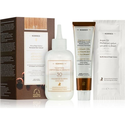 Korres Argan Oil permanentní barva na vlasy s arganovým olejem 8.7. Toffee 50 ml