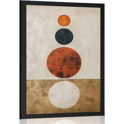 Plakát japandi s moderními kruhy - 40x60 silver
