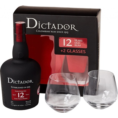 Dictador 12y 40% 0,7 l (dárčekové balenie 2 poháre)