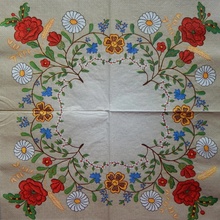 Daisy obrúsky Folklor kopretiny a máky v rohu 33x33cm