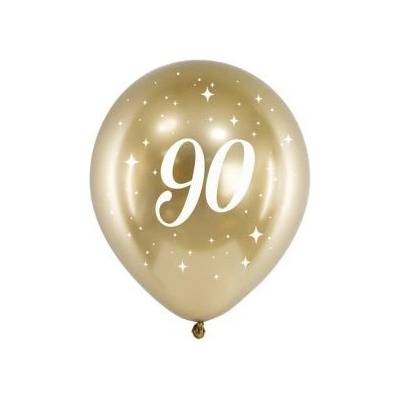 Balón 30cm zlatý s číslom 90 6v1