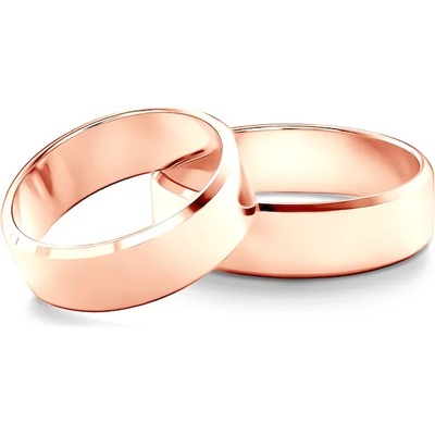 SAVICKI Сватбени халки: розово злато, скосени 6 мм