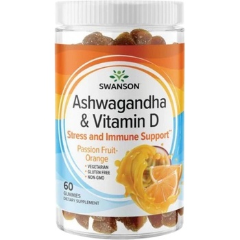 Swanson Ashwagandha Gummies with Vitamin D | Passion Fruit Orange [60 Дъвчащи таблетки]