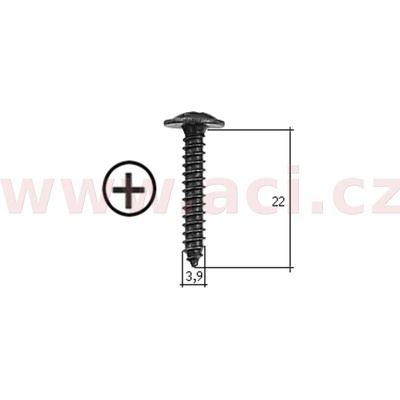 ACI Samořezný křížový vrut černý pozink Fe (sada 20 ks) (3,9 mm, 22 mm)