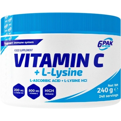 6PAK Nutrition Vitamin C + L-Lysine Powder [240 грама] Неовкусен