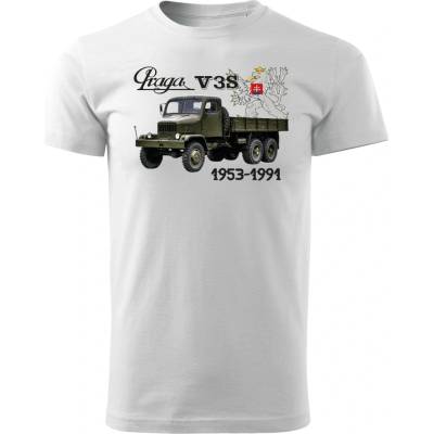 Maverprint Retro tričko Praga V3S 1953–1991 legenda československých ciest Biela